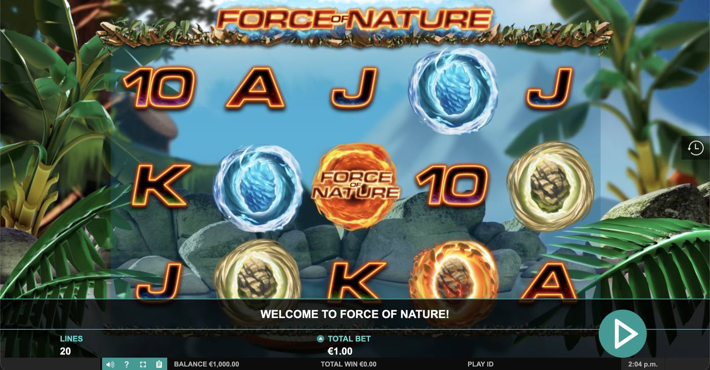 Force of Nature: image of main menu