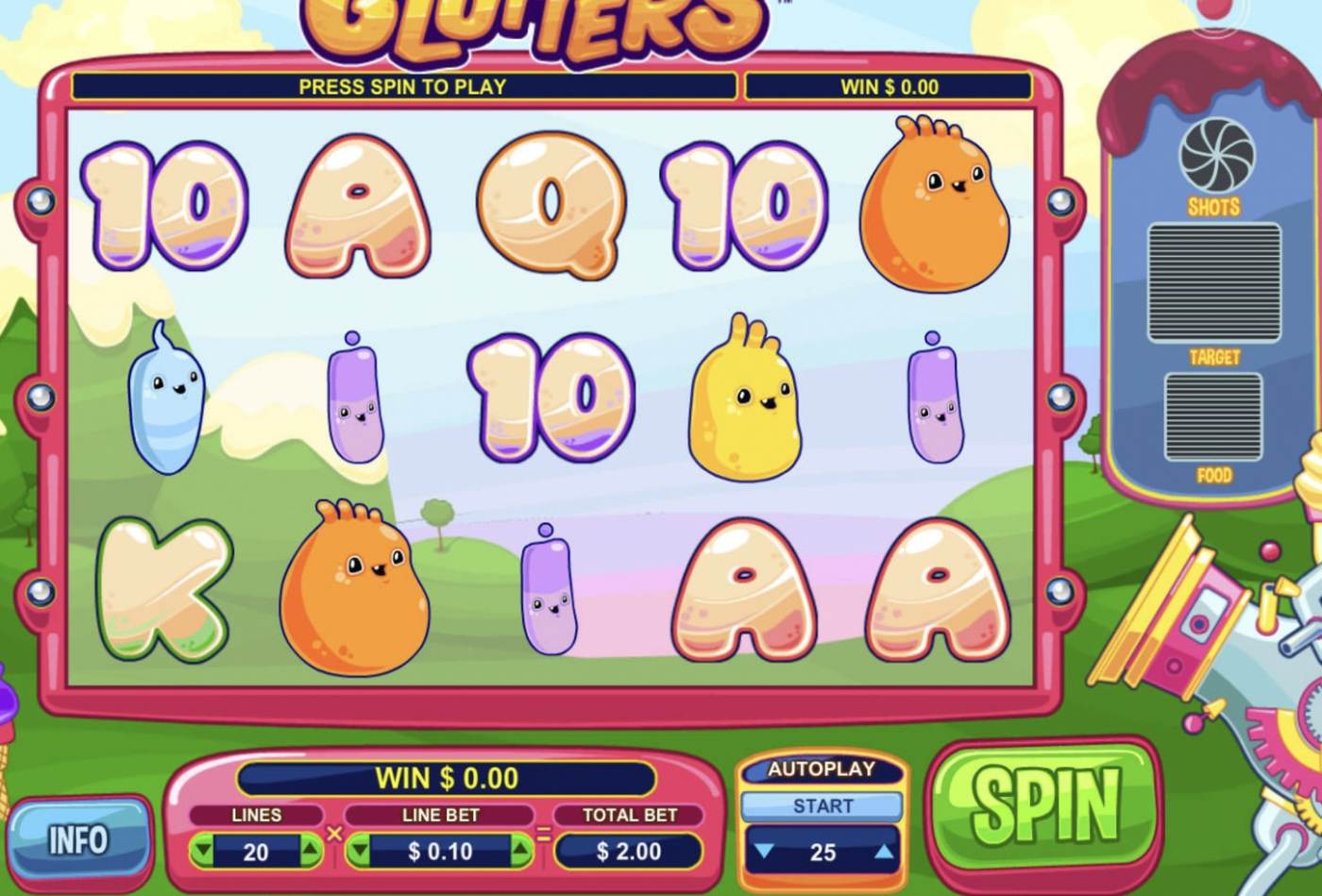 Glutters: image of main menu