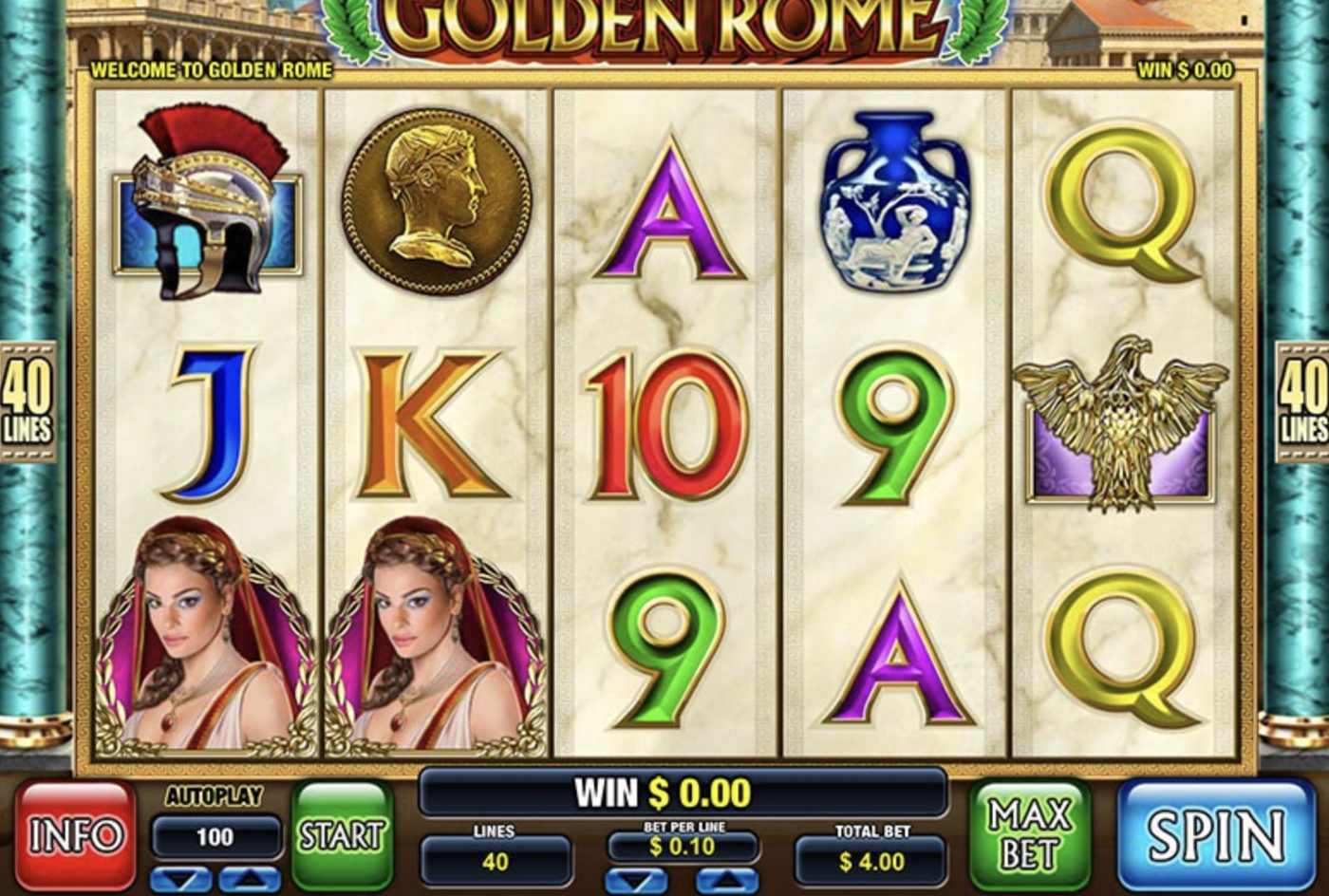 Golden Rome: image of main menu