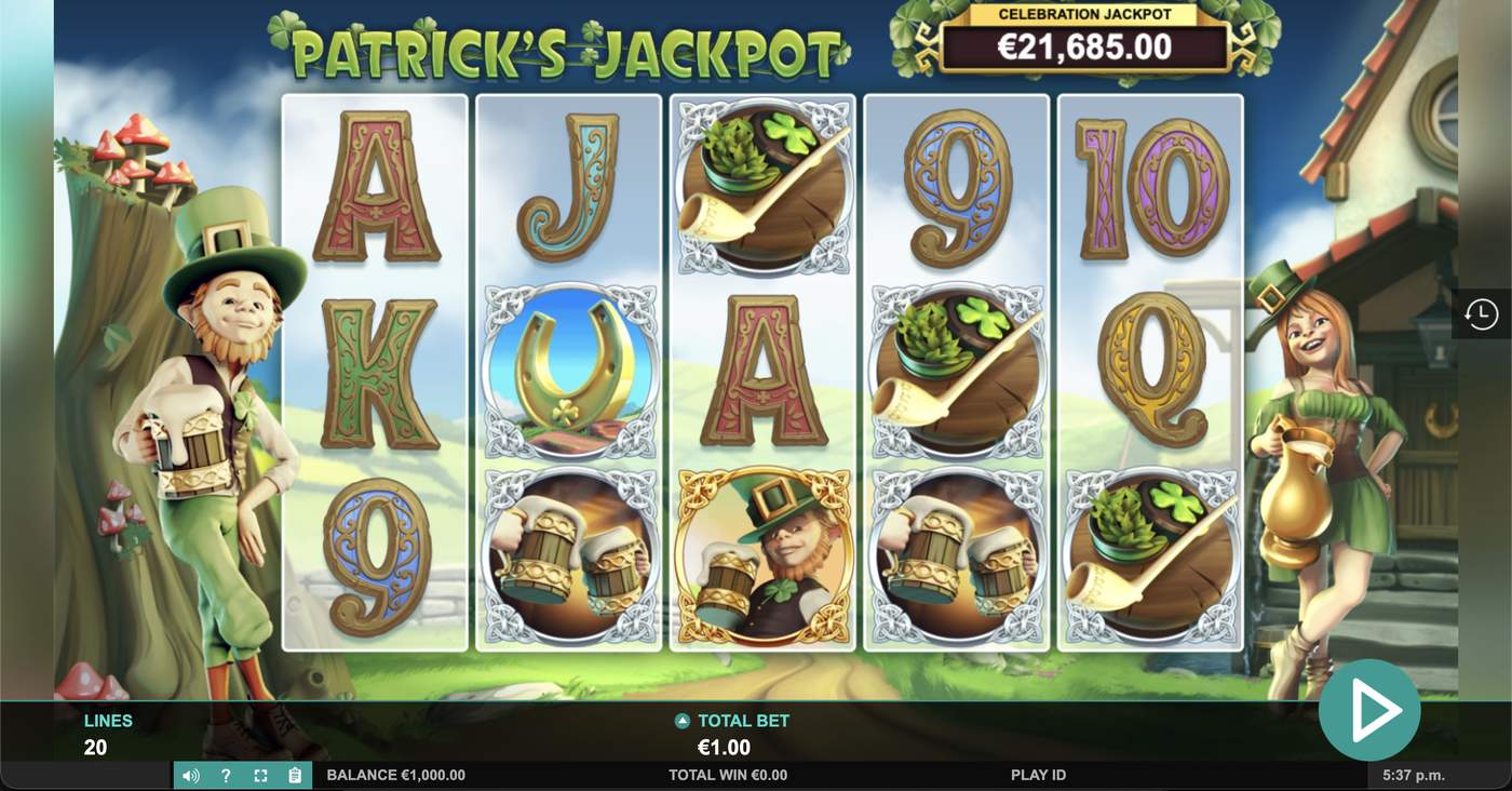 Patrick's Jackpot: image of main menu