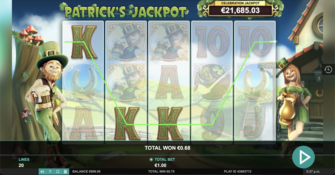 Patrick's Jackpot: image of winning