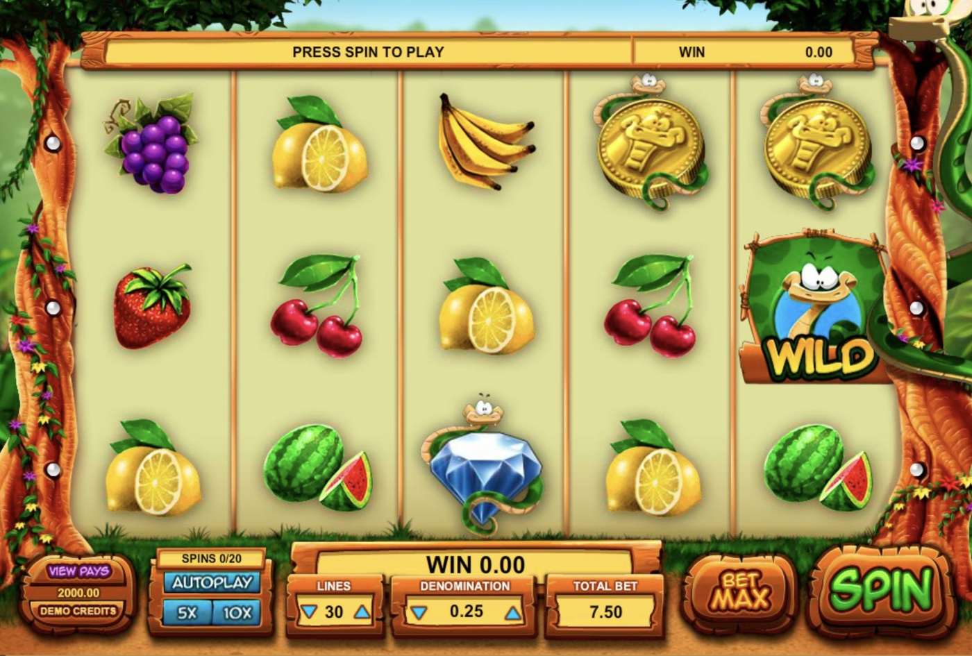 Snake Slot: image of main menu