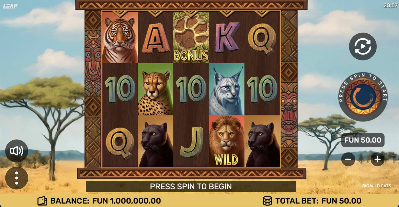 Big Wild Cats: image of main menu