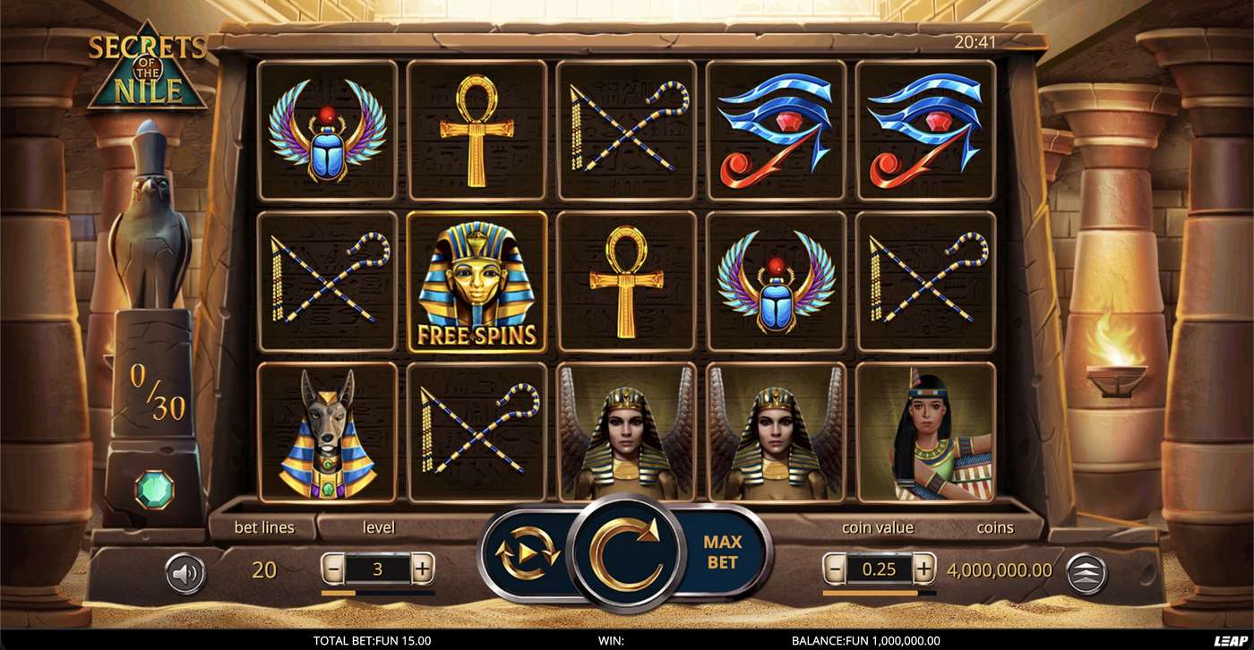 Secrets of the Nile: image of main menu
