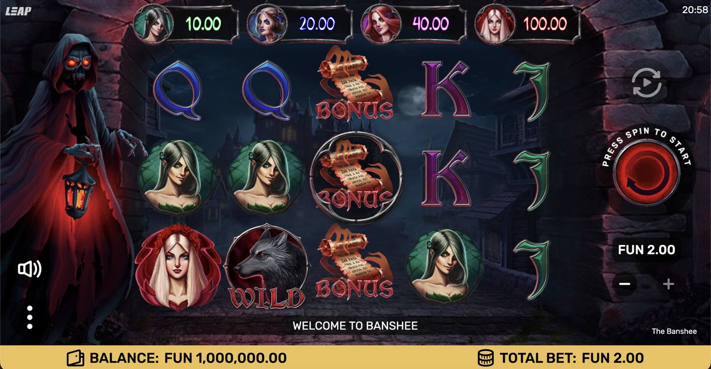 The Banshee: image of main menu