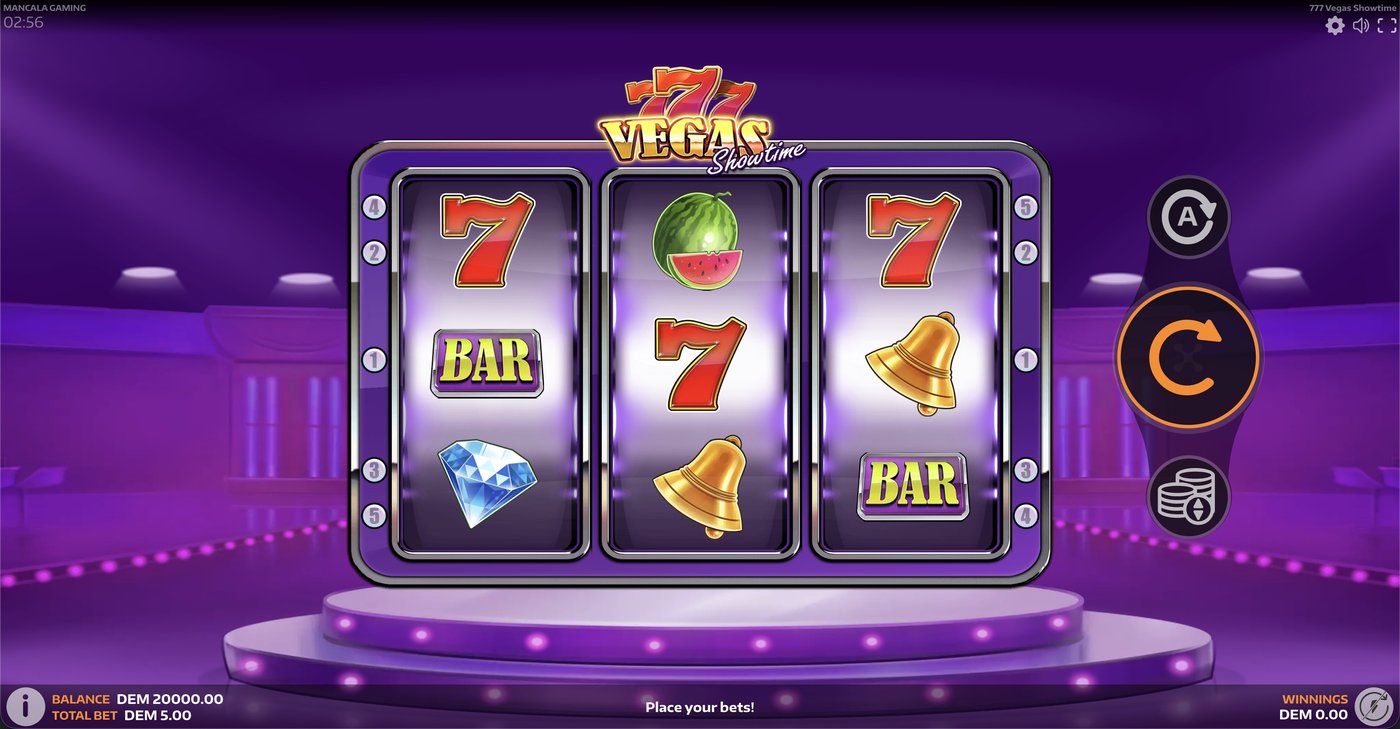 777 Vegas Showtime: image of main menu