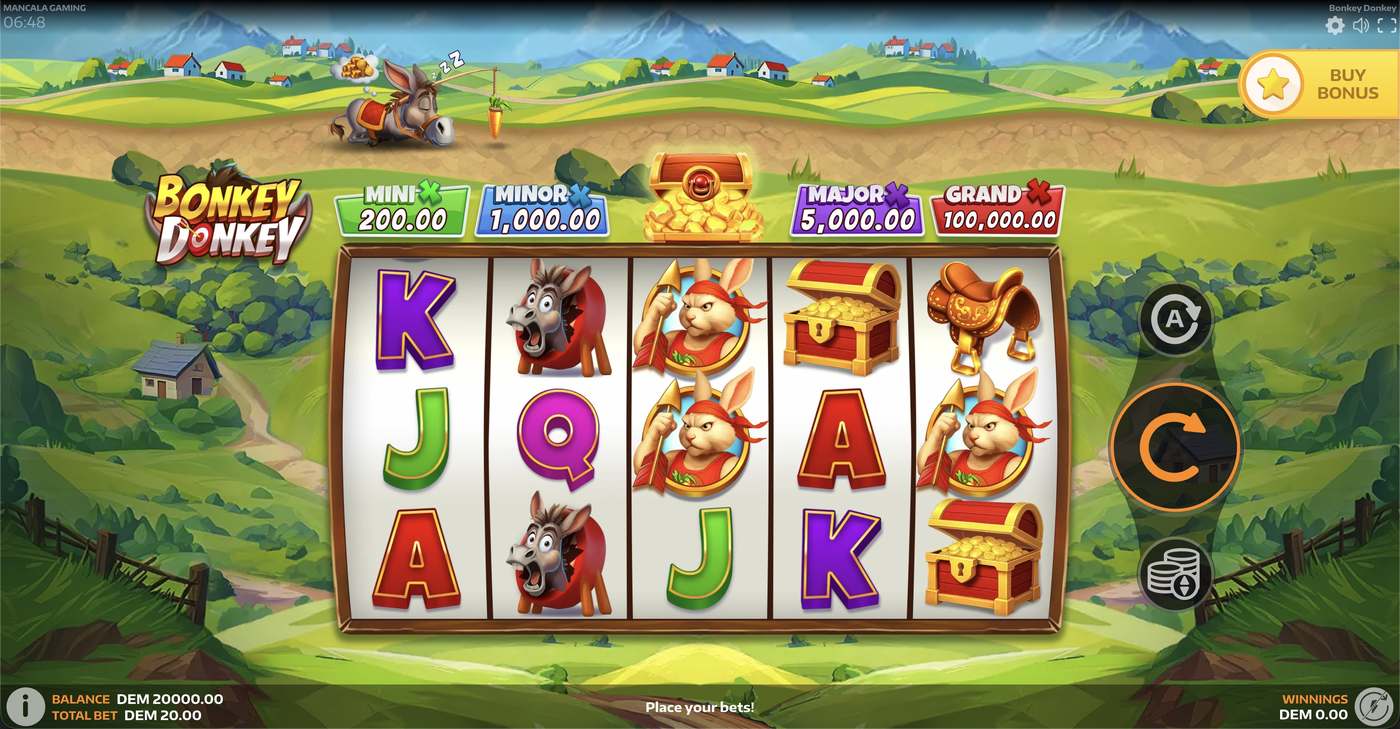 Bonkey Donkey: image of main menu