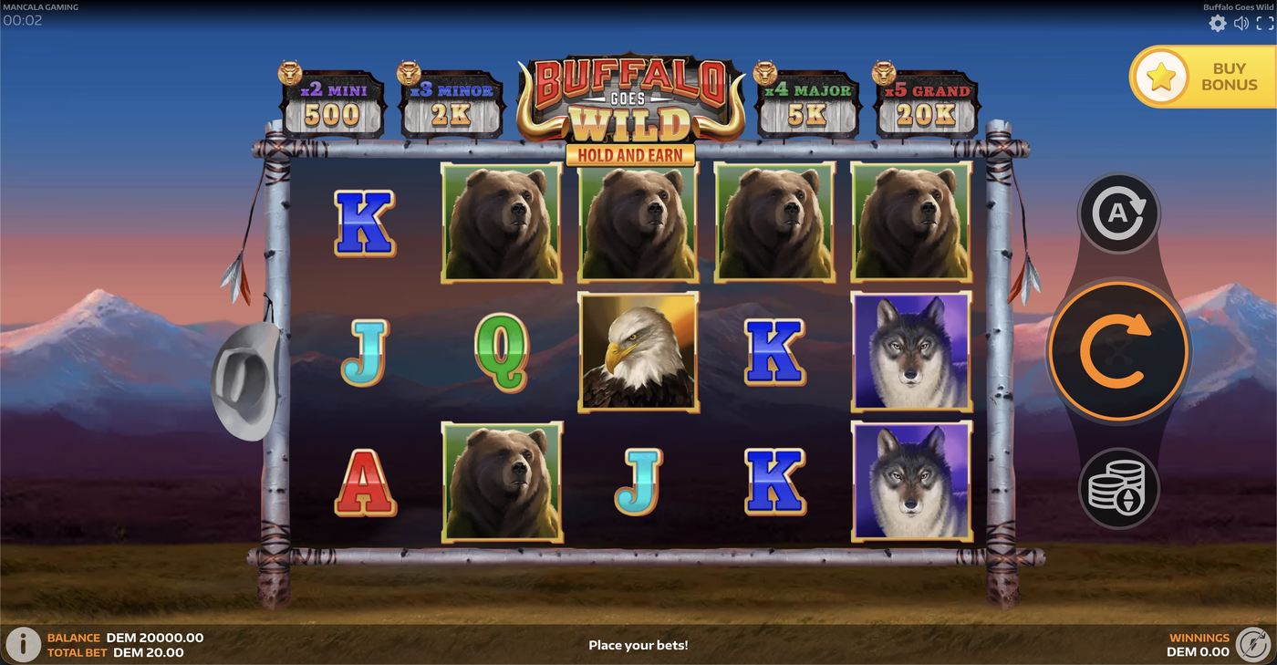 Buffalo Goes Wild: image of main menu