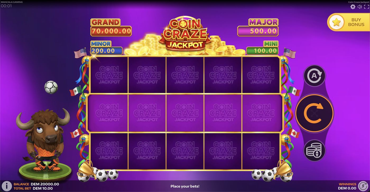 Coin Craze Jackpot: image of main menu