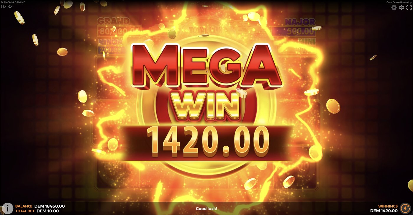 Coin Craze PowerUp: image of winning