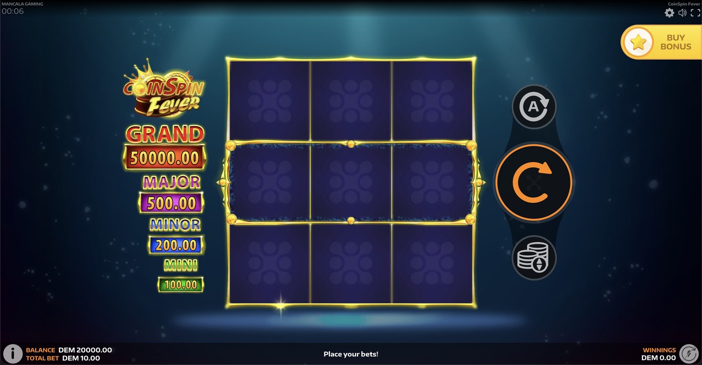 CoinSpin Fever: image of main menu