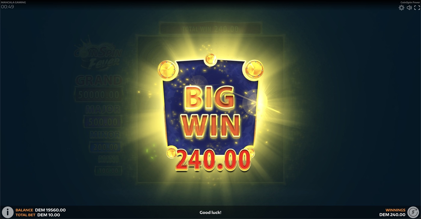 CoinSpin Fever: image of winning