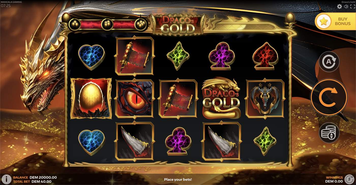 Draco's Gold: image of main menu