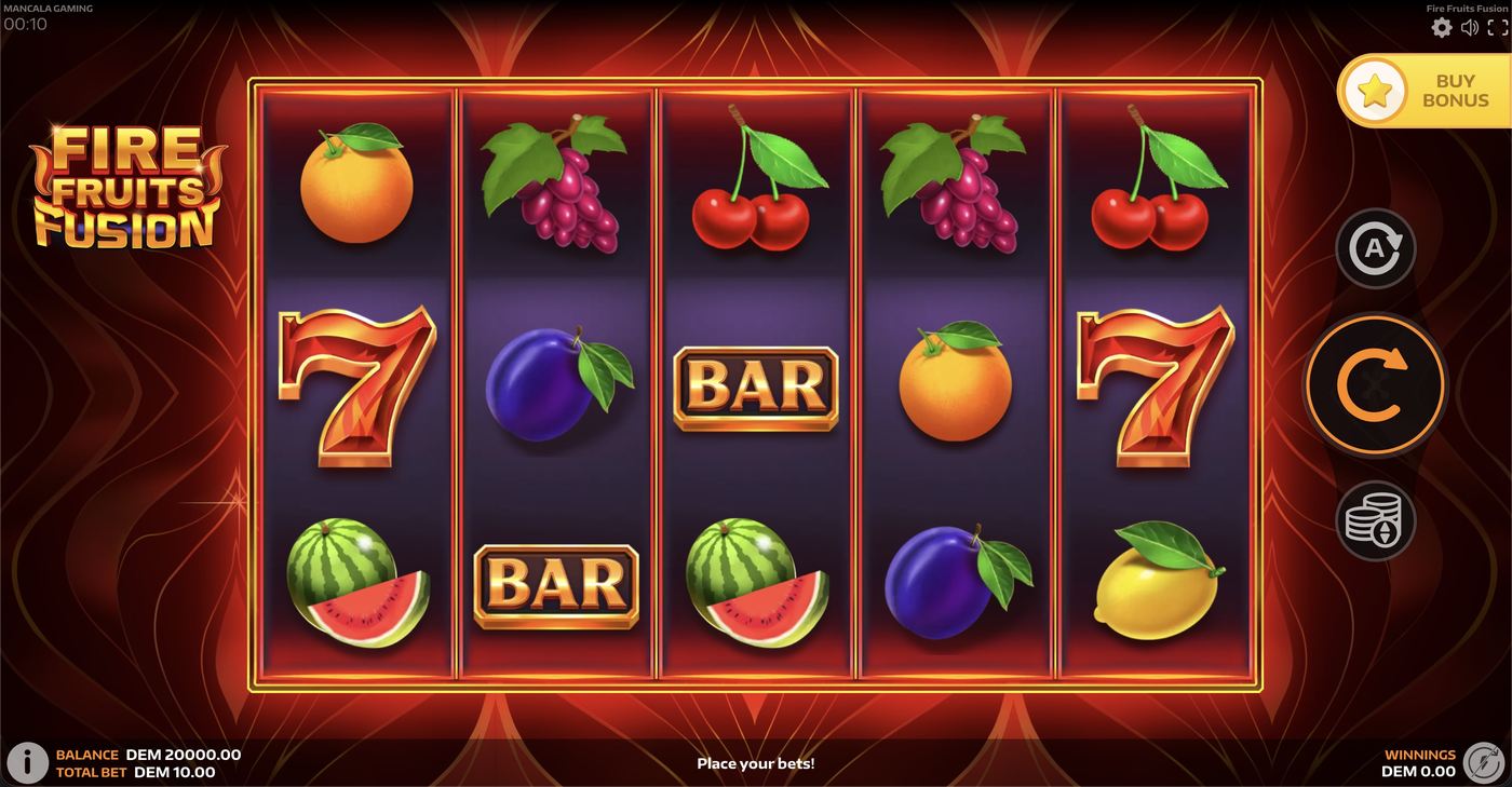 Fire Fruits Fusion: image of main menu