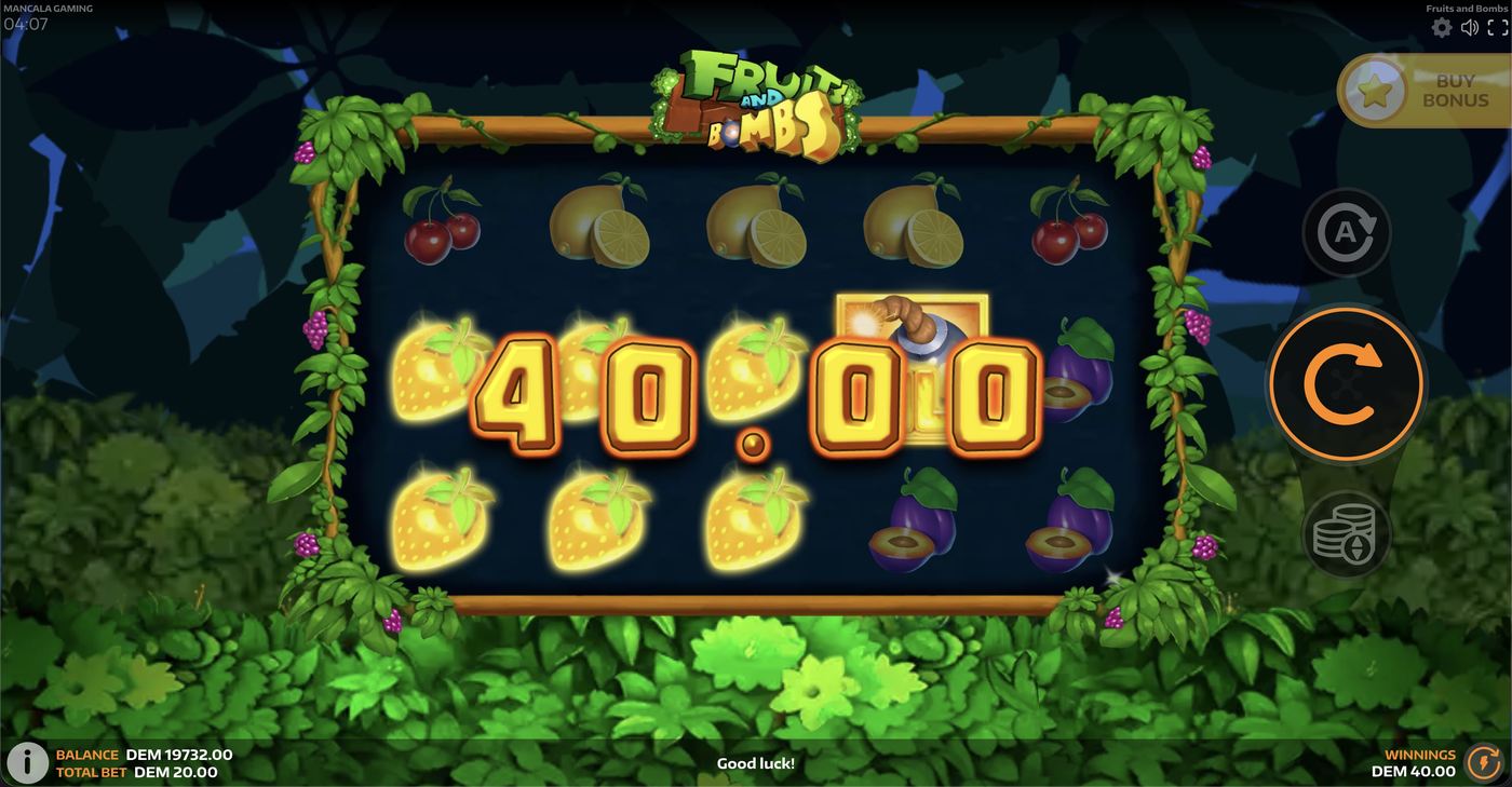 Fruits and Bombs: image of winning