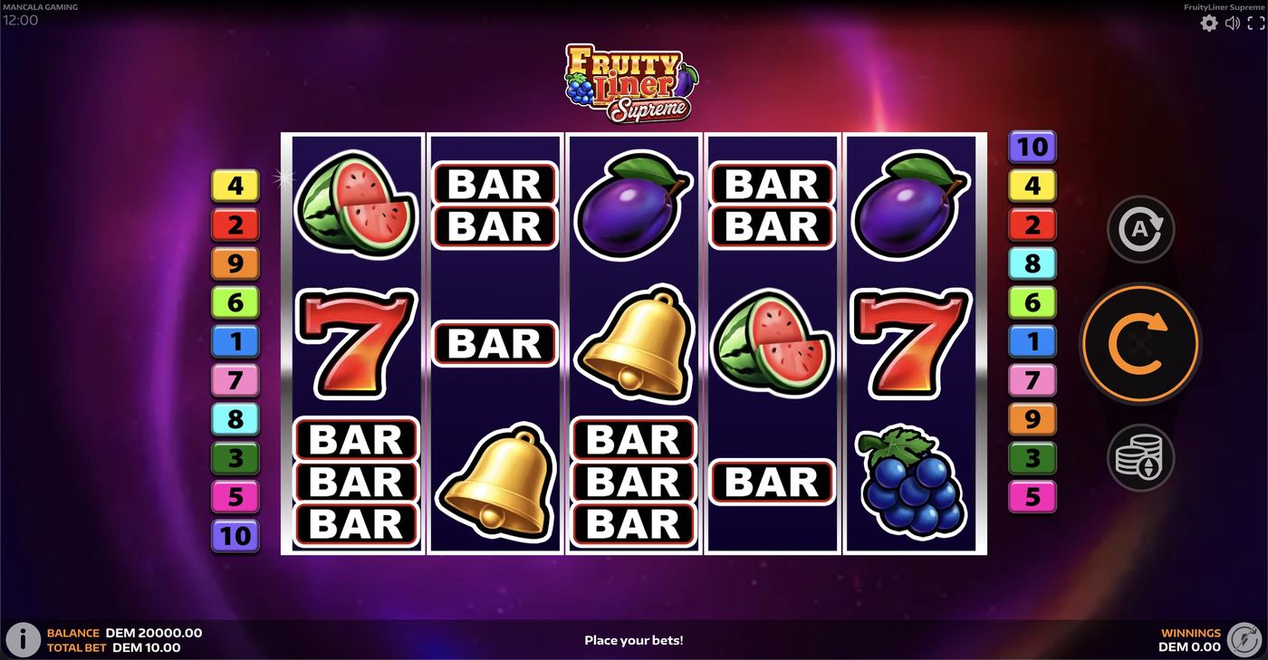 FruityLiner Supreme: image of main menu