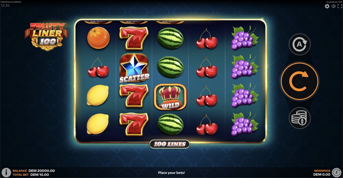 Fruityliner 100: image of main menu