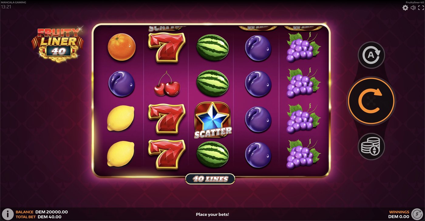 Fruityliner 40: image of main menu