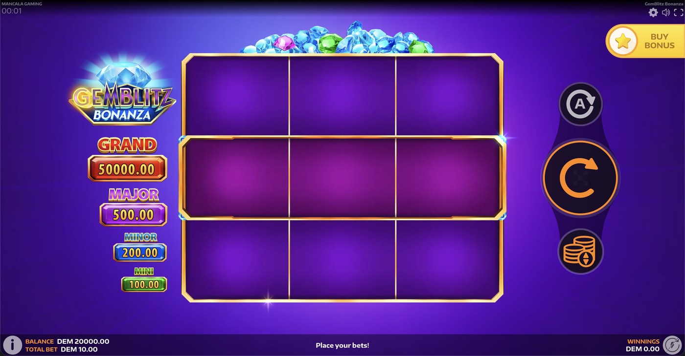 GemBlitz Bonanza: image of main menu