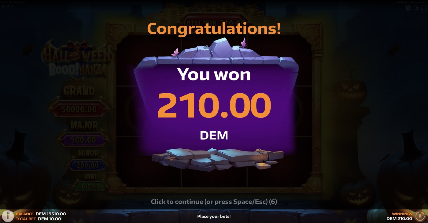 Halloween Booo!nanza: image of winning