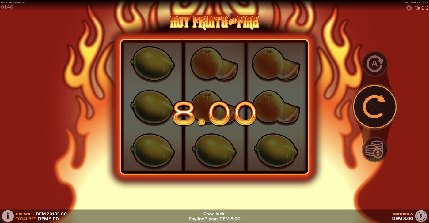 Hot Fruits on Fire: image of winning