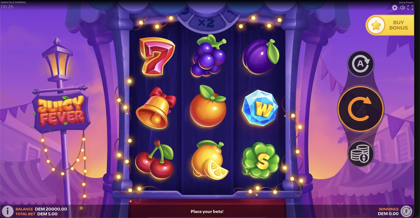 Juicy Fever: image of main menu