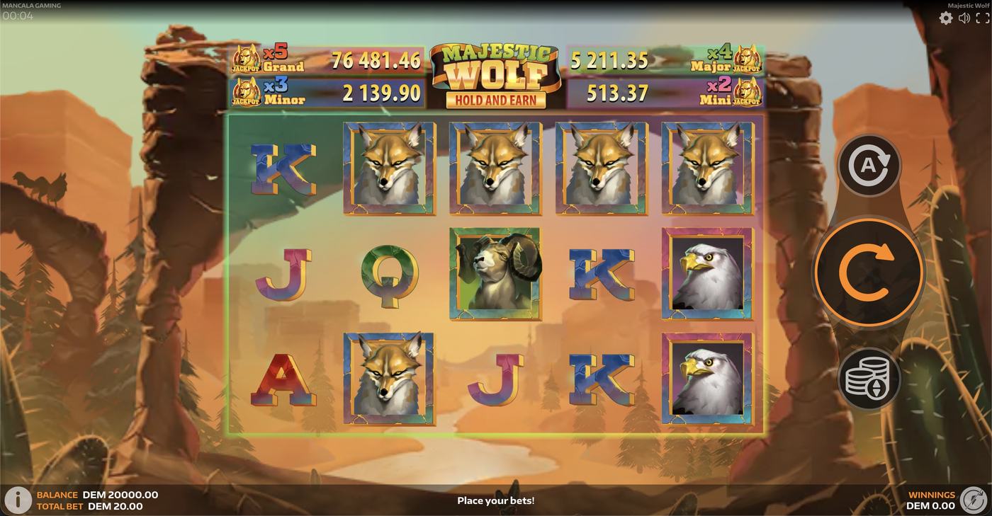 Majestic Wolf: image of main menu