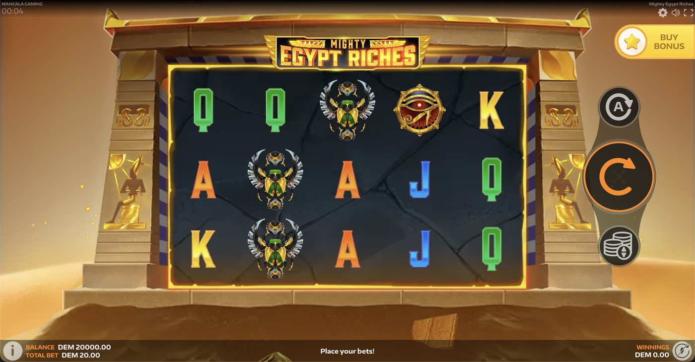Mighty Egypt Riches: image of main menu