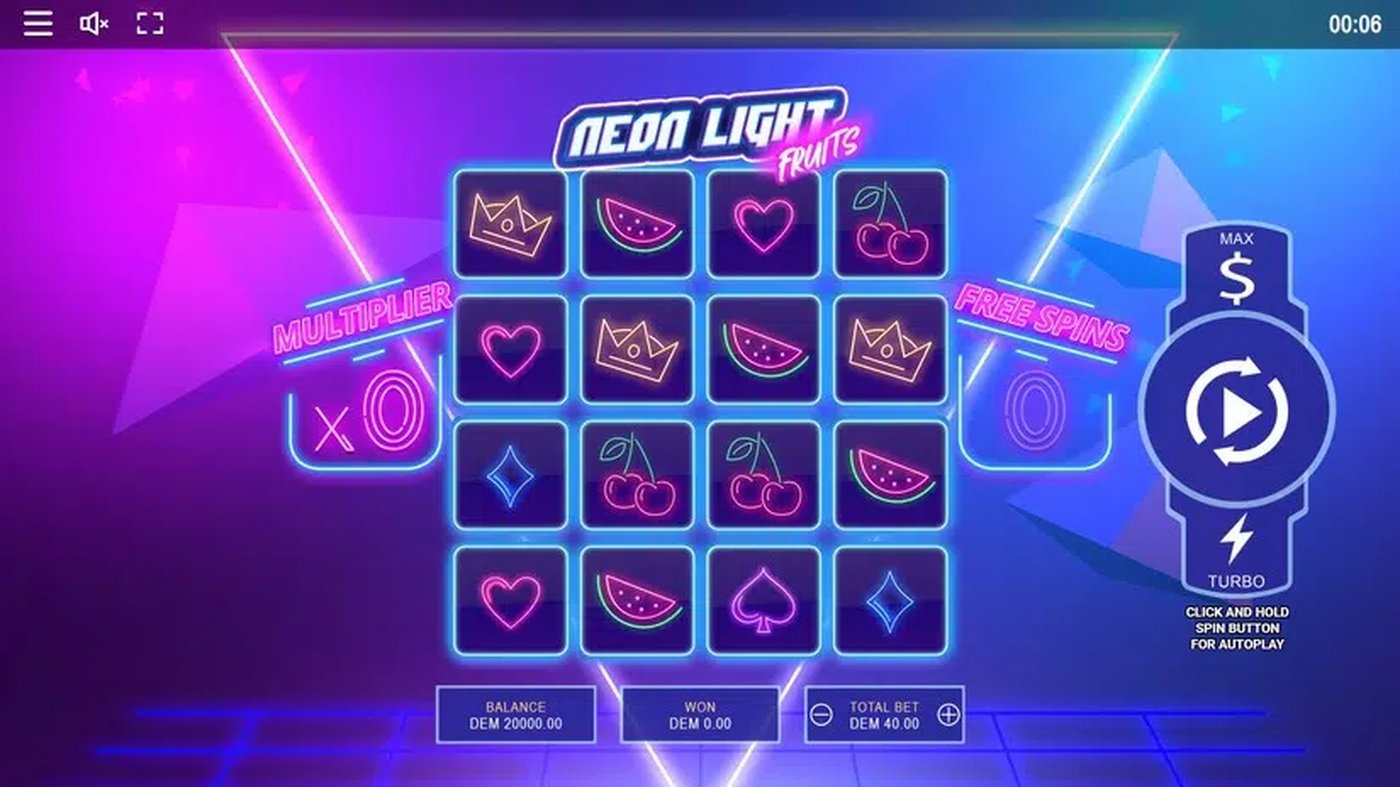 Neon Light Fruits: image of main menu