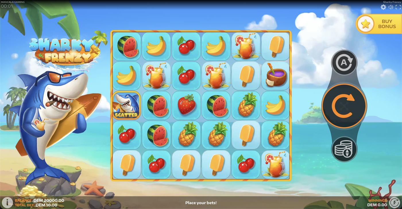 Sharky Frenzy: image of main menu