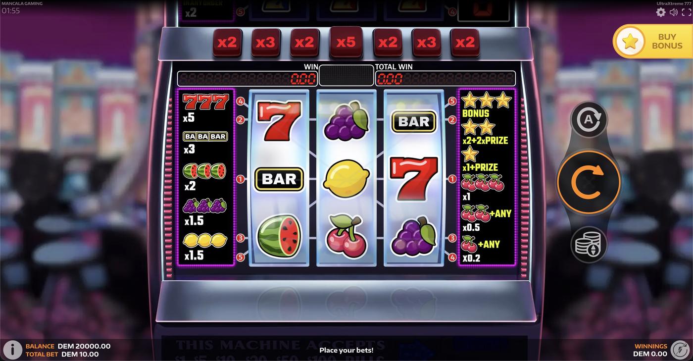 UltraXtreme 777: image of main menu