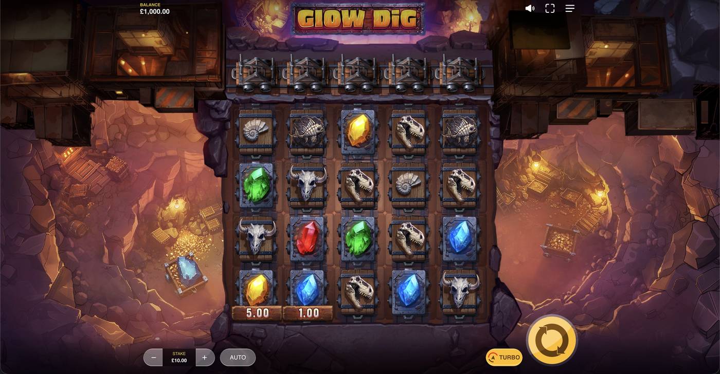 Glow Dig: image of main menu