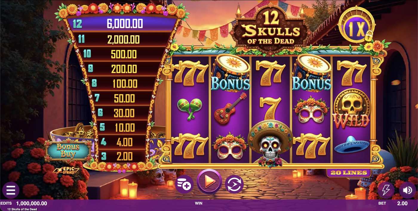 12 Skulls of the Dead: image of main menu