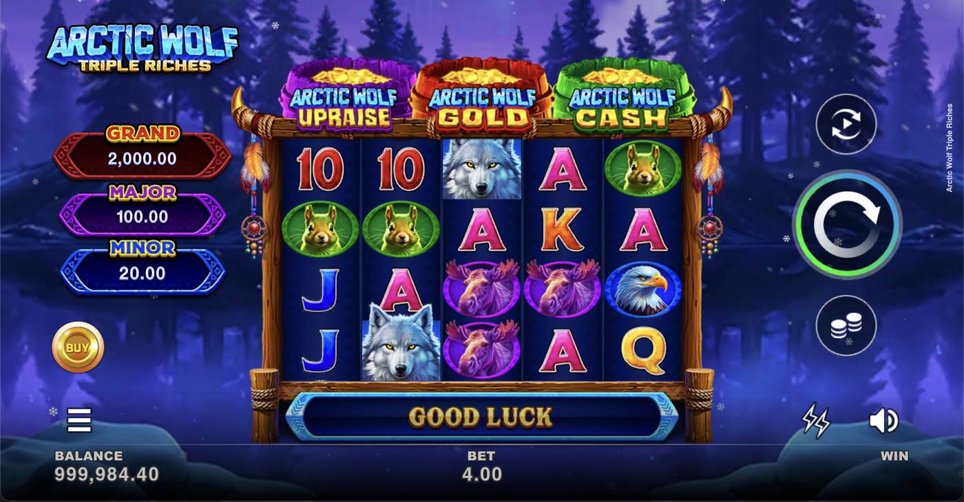 Arctic Wolf Triple Riches: image of main menu
