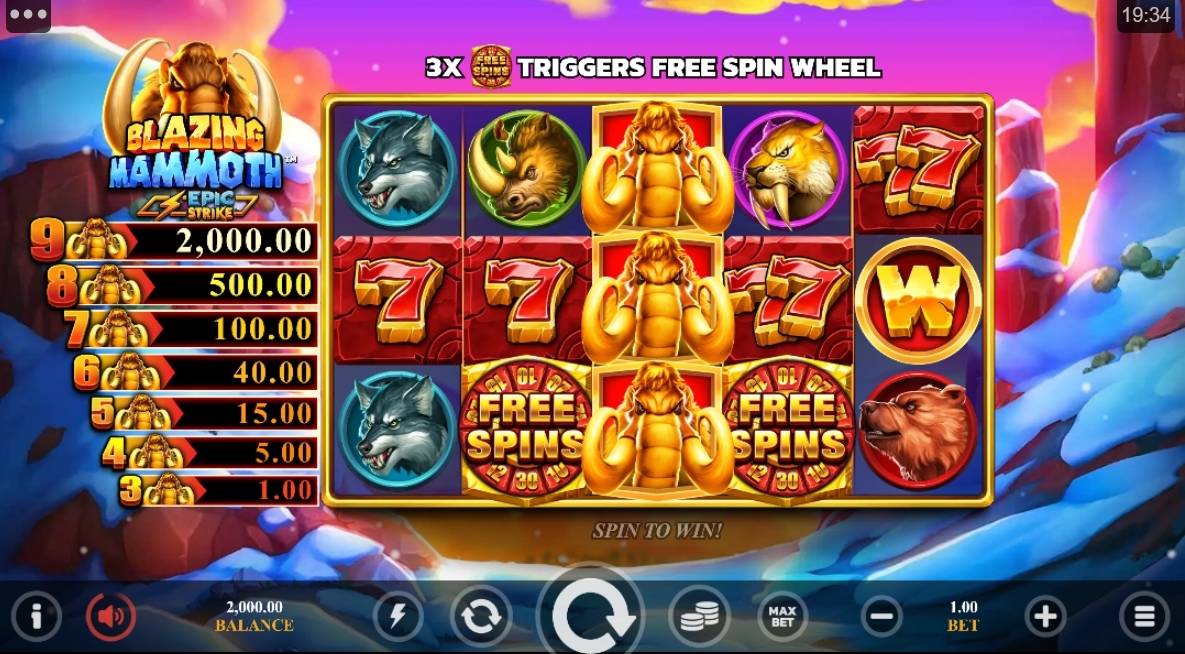 Blazing Mammoth: image of main menu