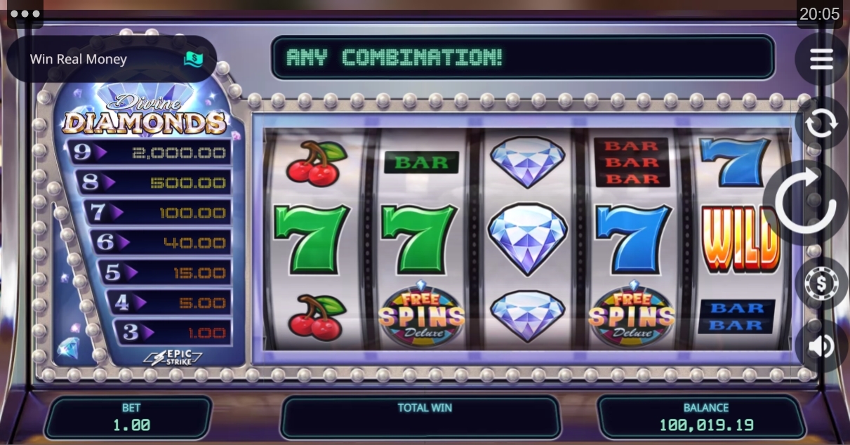 Divine Diamonds: image of main menu