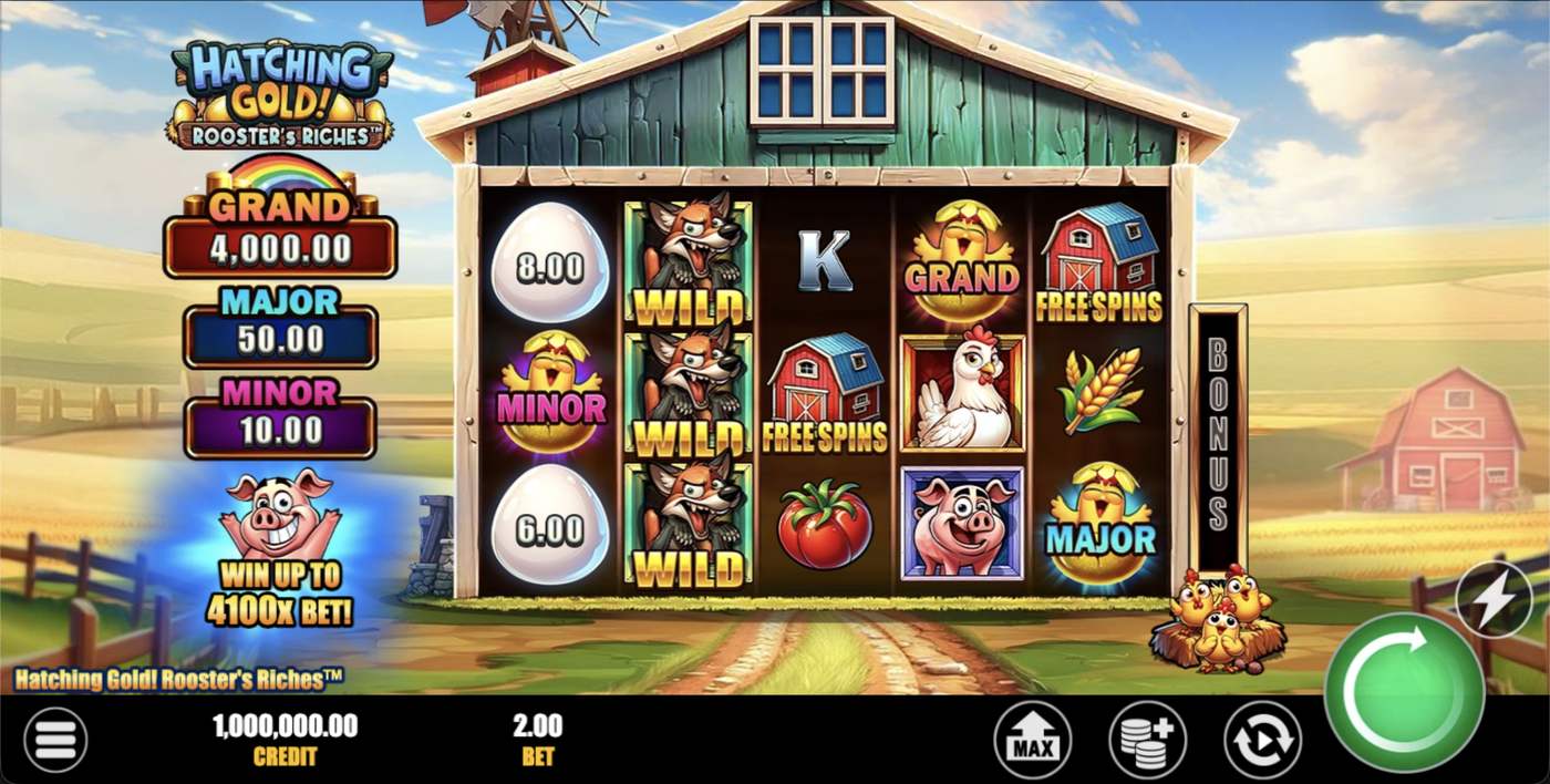 Hatching Gold! Rooster’s Riches: image of main menu