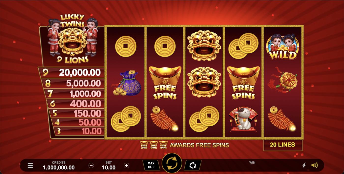 Lucky Twins & 9 Lions: image of main menu