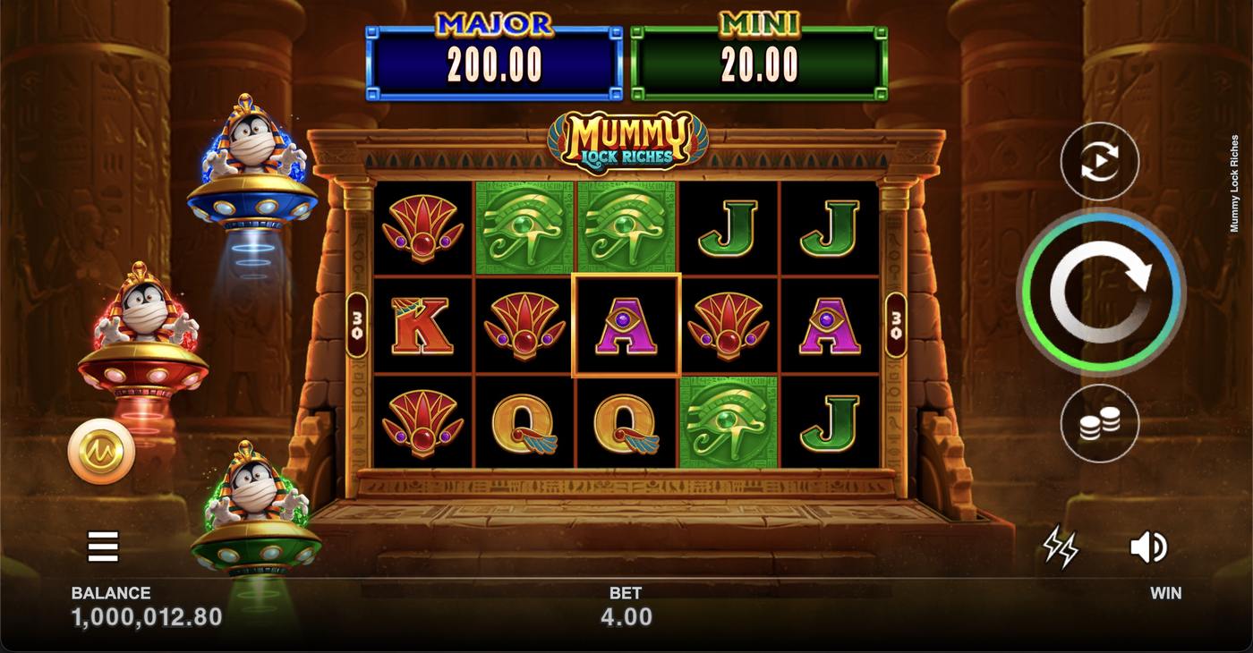 Mummy Lock Riches: image of main menu
