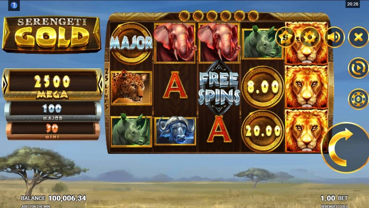 Serengeti Gold: image of main menu