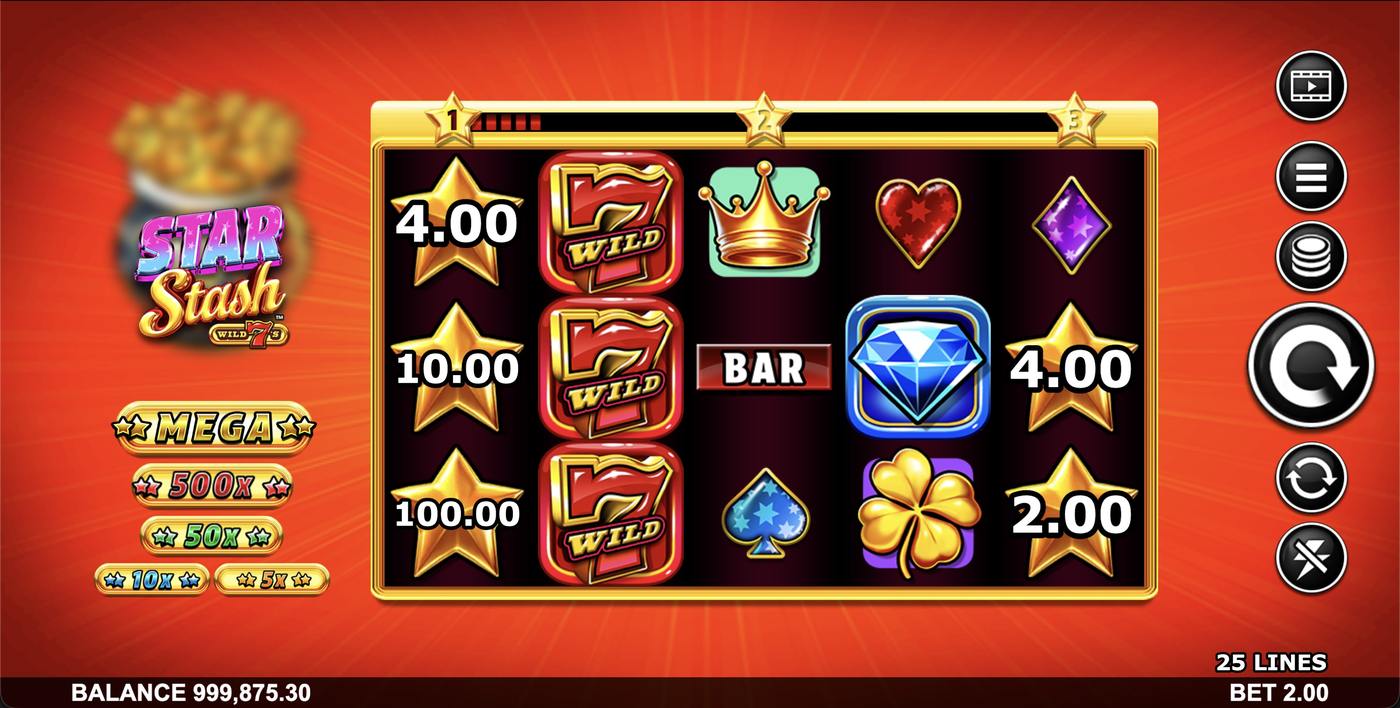 Star Stash Wild 7’s: image of main menu