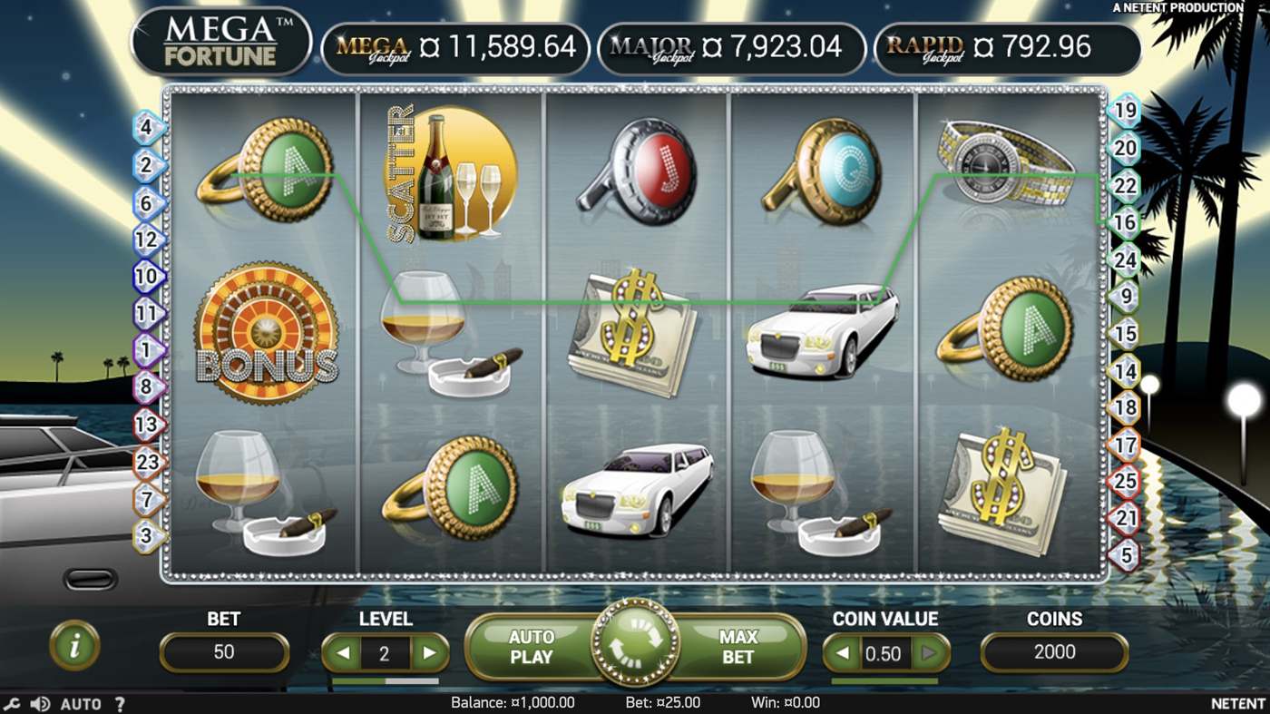 Mega Fortune: image of main menu