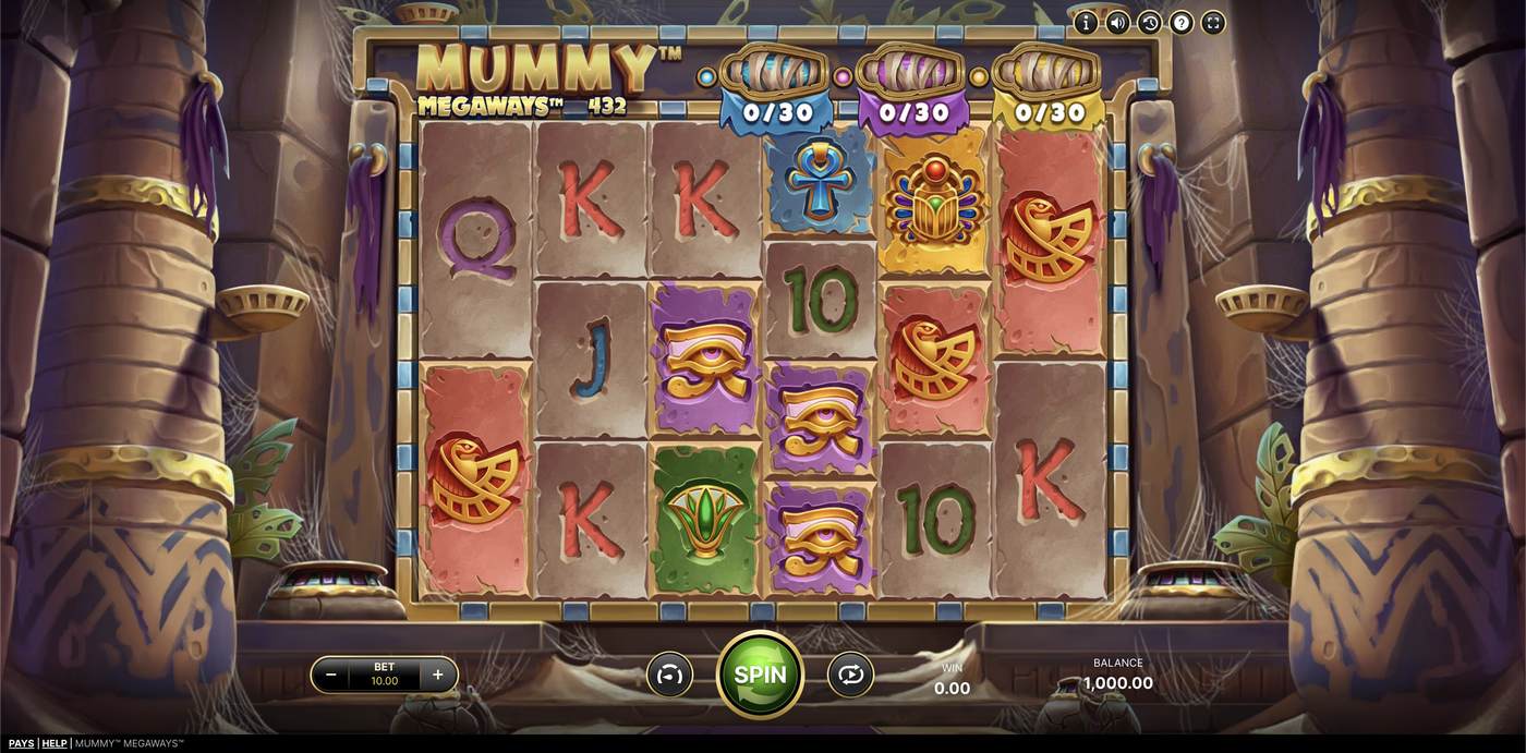 Mummy Megaways: image of main menu