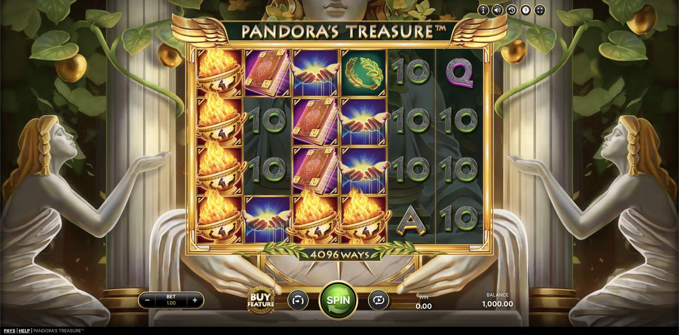 Pandora’s Treasure: image of main menu