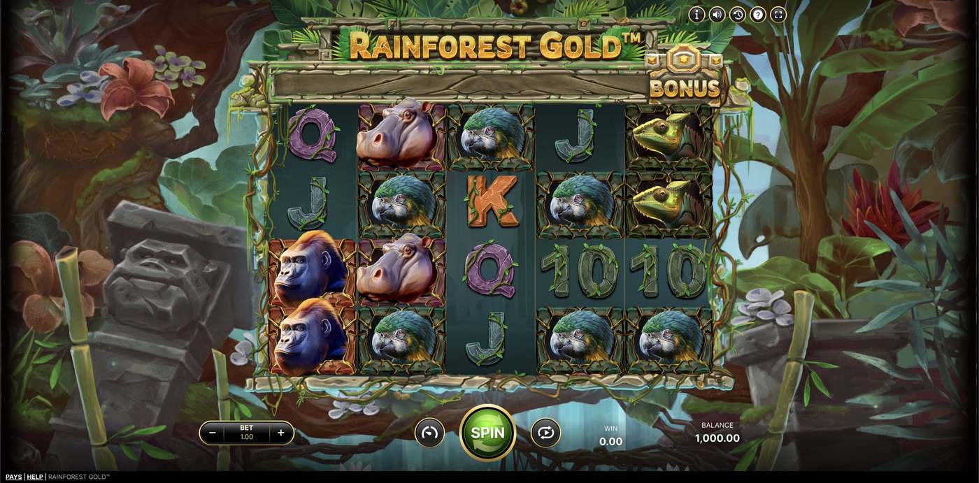 Rainforest Gold: image of main menu