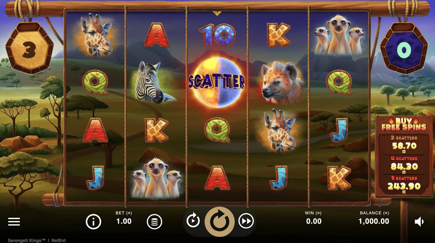 Serengeti Kings: image of main menu