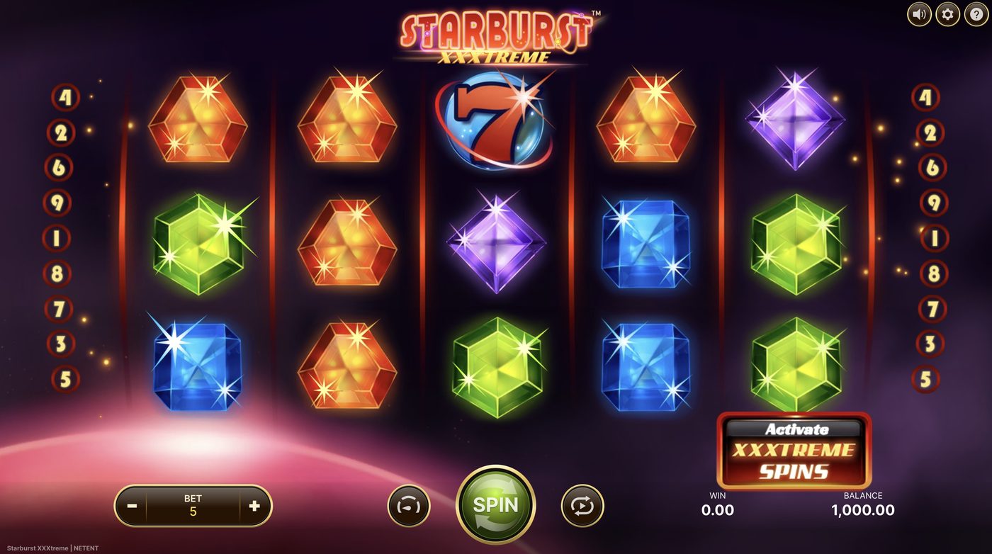 Starburst XXXtreme: image of main menu