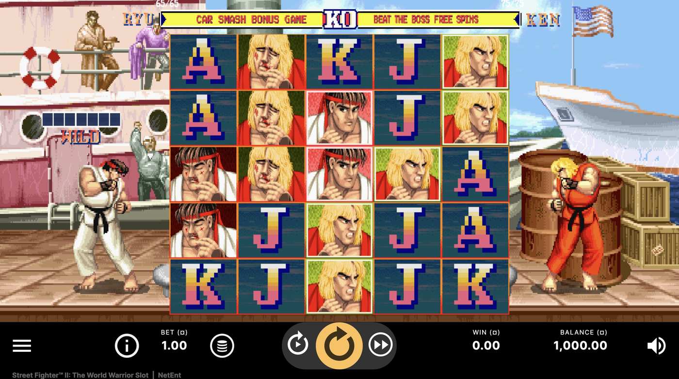 Street Fighter II: The World Warrior Slot is NetEnt: image of main menu