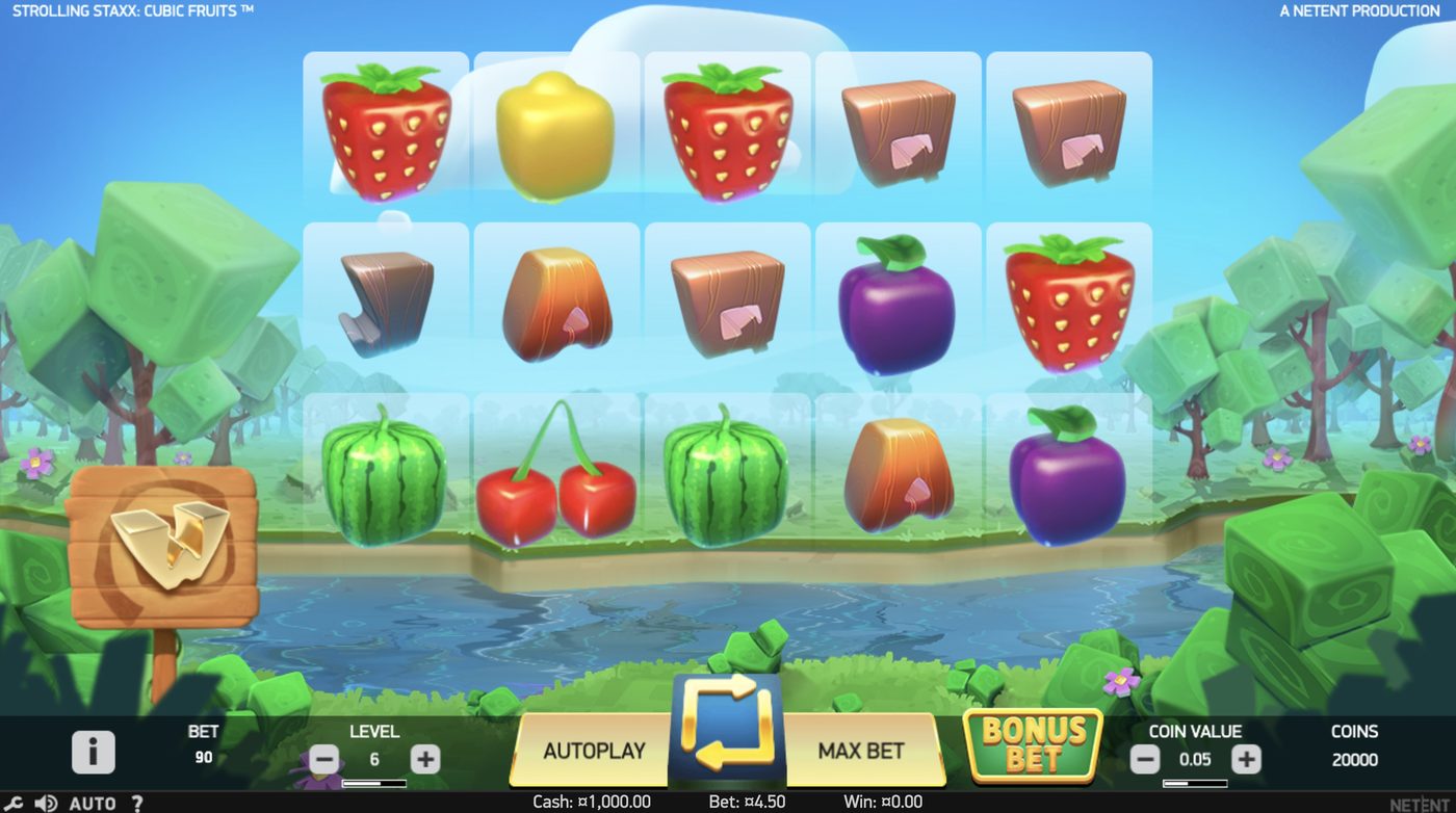 Strolling Staxx: Cubic Fruits: image of main menu