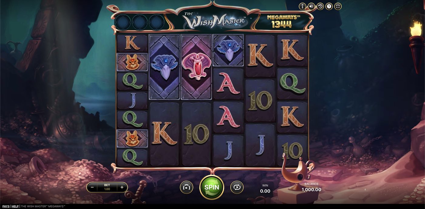 The Wish Master Megaways: image of main menu